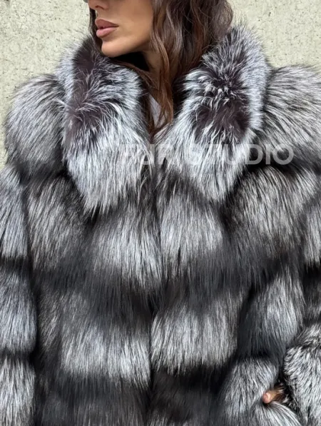 Шуба из чернобурки воротник стойка - фото 12