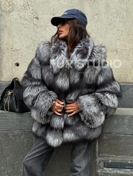 Шуба из чернобурки воротник стойка - фото 11