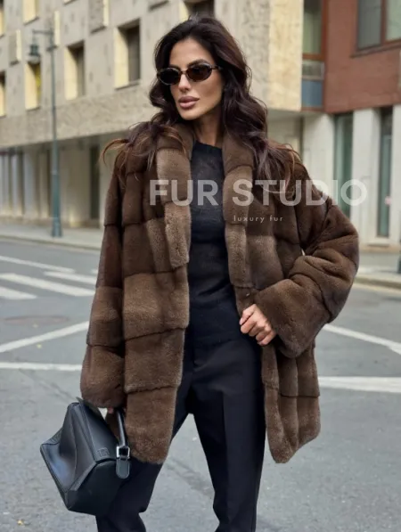 Шуба норковая коричневая - фото 0