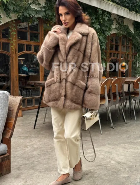 Шуба норковая автоледи - пастель - фото 2