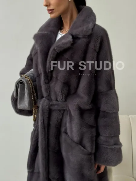 Норковая шуба - графит - фото 1