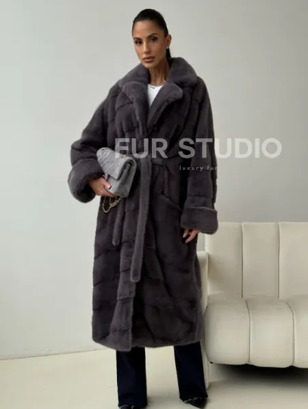 Норковая шуба - графит - фото 5