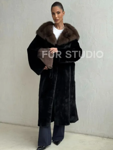 Норка кимоно BLACKGLAMA С капюшоном - фото 0