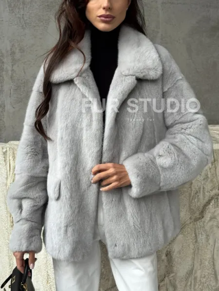 Голубая норковая шуба - фото 1