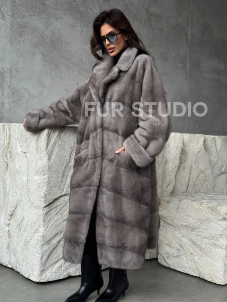 Серая норковая шуба oversize - фото 8