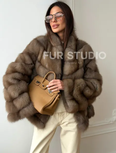 Шуба из меха куницы - рукава косичкой - фото 0