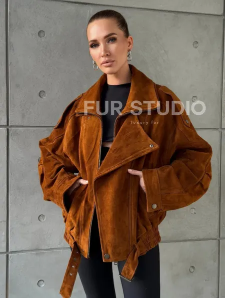 Замшевая куртка-косуха - фото 8