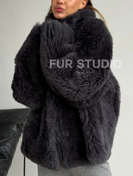 Короткая дубленка из овчины тиградо - фото 2