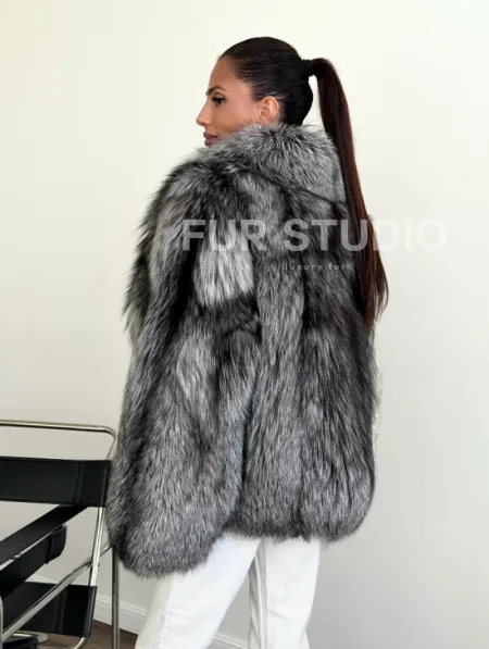 Шуба чернобурка - воротник шаль - фото 6