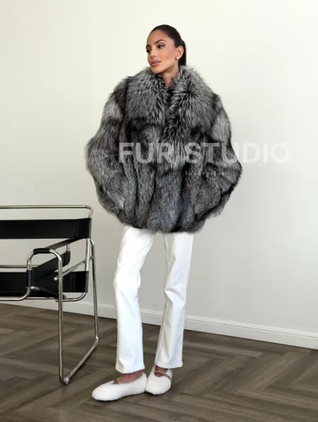 Шуба чернобурка - воротник шаль - фото 5