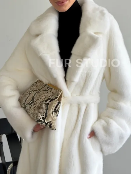 Белая норковая шуба в пол - фото 2