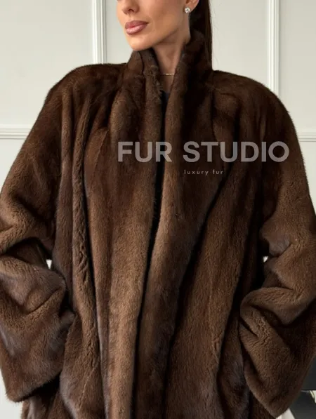 Норка жакет орех V-образный ворот - фото 2