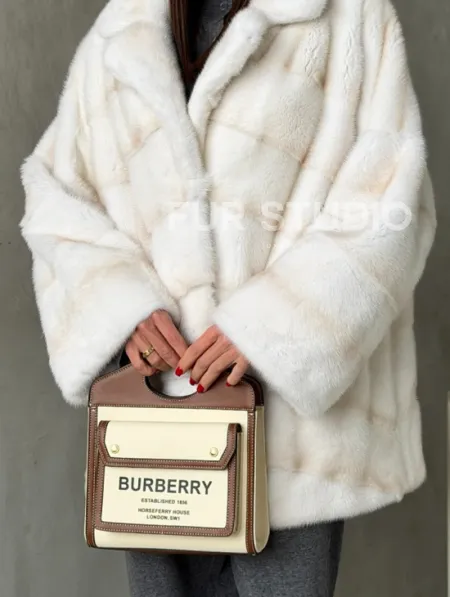 Полушубок норковый в цвете паломино - фото 2