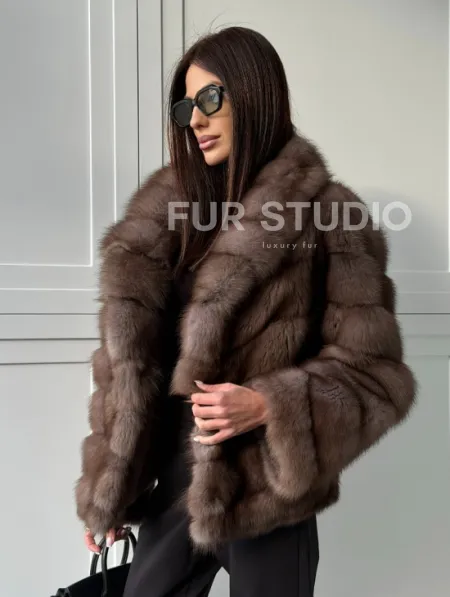 Куртка из куницы - воротник шаль - фото 11