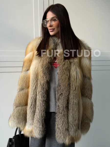 Полушубок из лисы - рукава косички - фото 7