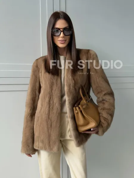 Женский норковый полушубок пастель - фото 15