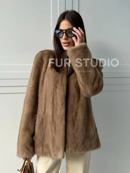 Женский норковый полушубок пастель - фото 14