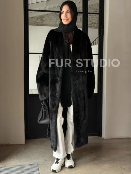 Шуба норка Blackglama V-образный ворот - фото 12