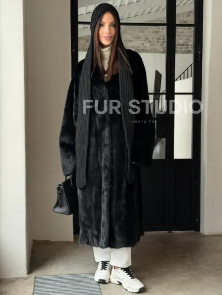 Шуба норка Blackglama V-образный ворот - фото 15