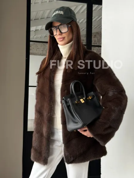 Женский норковый полушубок - фото 10