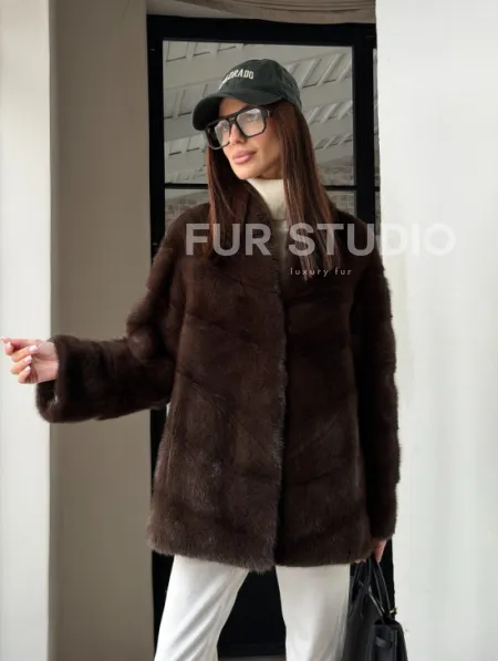 Женский норковый полушубок - фото 20