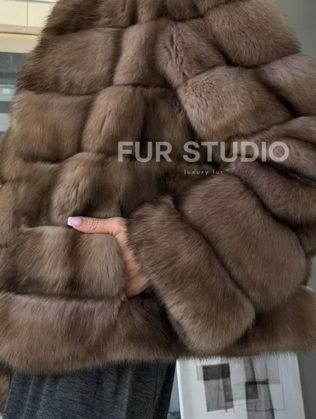 Полушубок из соболя «Тортора графит» - фото 3