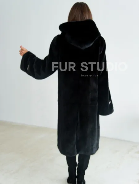 Норка BLACKGLAMA пластины с капюшоном - фото 2