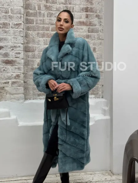 Норковая шуба в цвете TIFFANY - фото 11