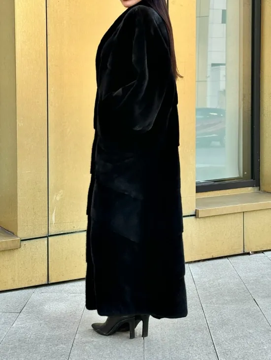 Норковое кимоно - пальто из аукционной норки SAGA FURS, ПРЕМИУМ КАЧЕСТВО - шалевый воротник - фото 7