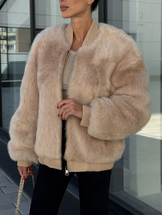 Меховая куртка - бомбер из натурального меха тосканы Турция - фото 5