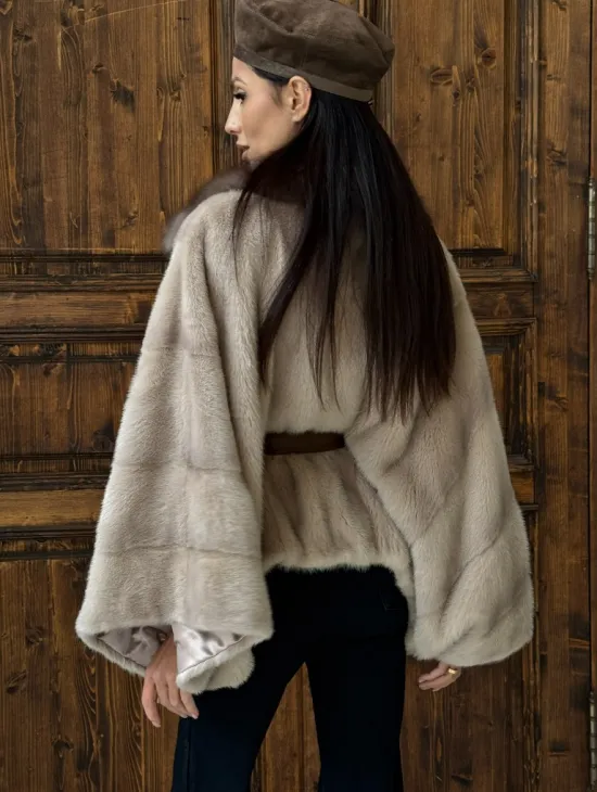 Женское меховое манто из норки  Pastel - 