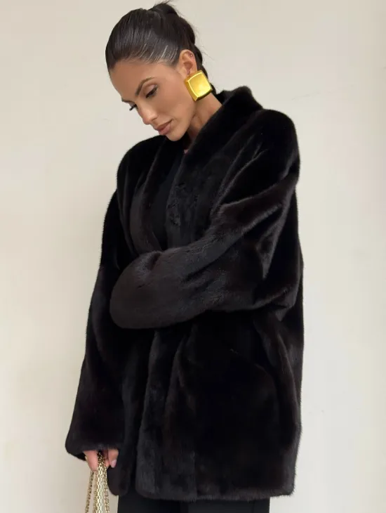 Стильный женский норковый жакет (шуба) Brown Velvet - фото 4