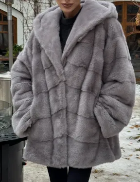 Полушубок норковый с капюшоном - фото 1