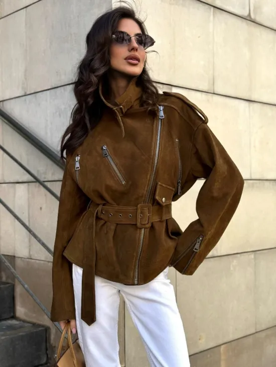 Косуха из натуральной замши под пояс 