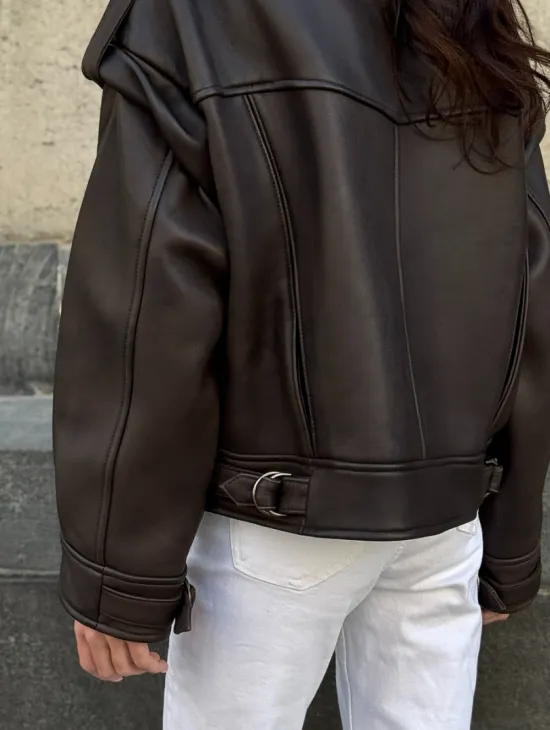 Кожаная коричневая куртка Retro Vintage - фото 1