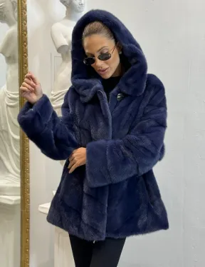 Короткая шуба из импортной норки с капюшоном - фото 0