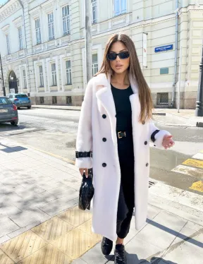 Белая шерстяная шуба - тедди - фото 2