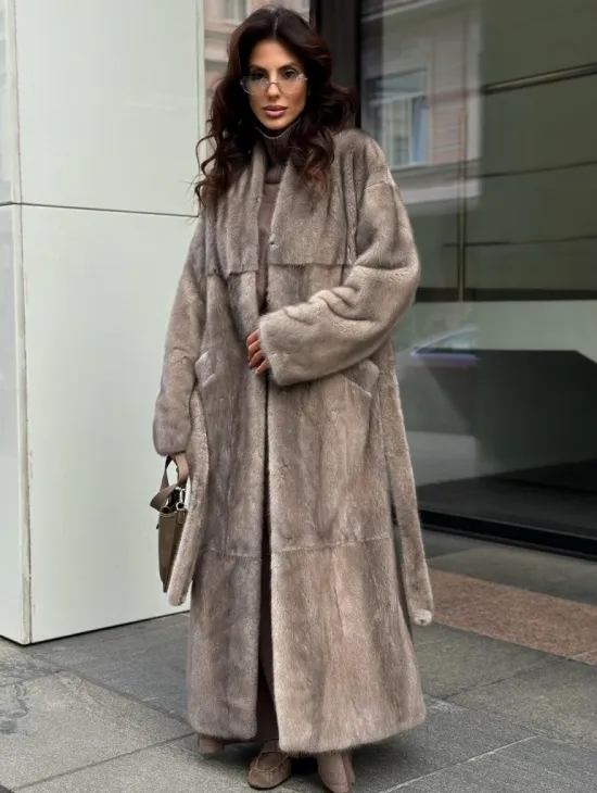 Длинная норковая шуба - фото 0