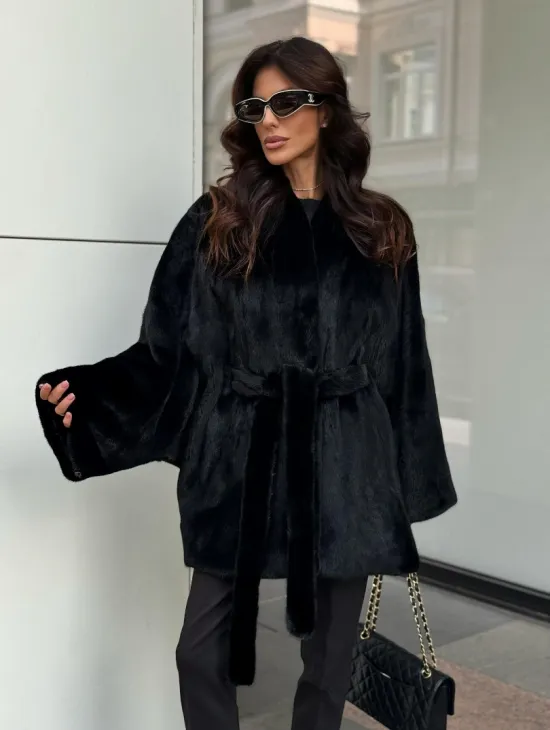 Черная шуба из аукционного меха норки SAGA FURS - фото 9