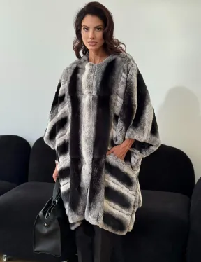 Шуба из кролика рекс - серая - фото 4