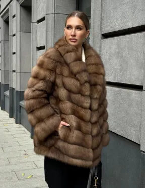 Шуба из куницы с воротником шаль - фото 13
