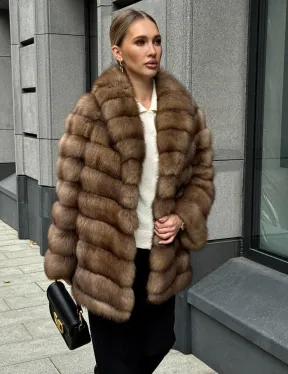 Шуба из куницы с воротником шаль - фото 7