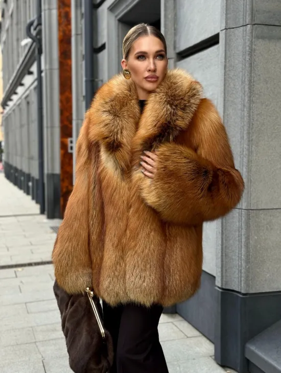 Шуба из лисы - рыжая - фото 12