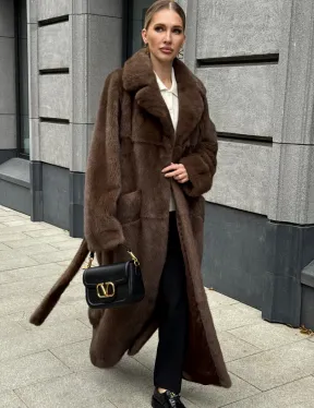 Норковая шуба - цвет соболь - фото 7