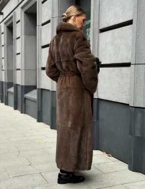 Норковая шуба - цвет соболь - фото 8