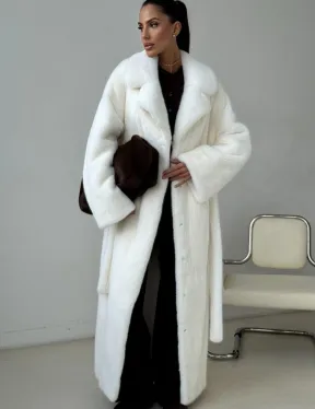 Белая длинная норковая шуба - фото 4