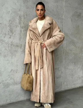 Длинная норковая шуба пастель - фото 10