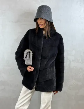 Полушубок норковый - темный графит - фото 6