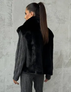 Черная норковая жилетка - фото 4
