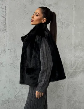 Черная норковая жилетка - фото 9